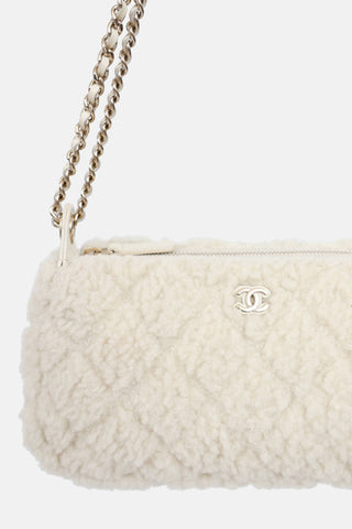 Chanel Shearling Barrel Chain Clutch