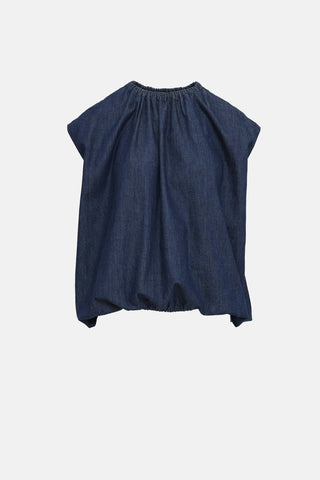 Tibi Denim Shirred Top