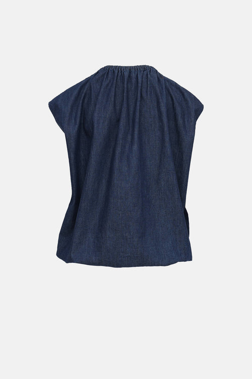 Tibi Denim Shirred Top