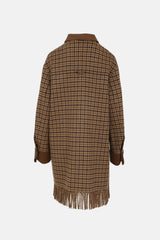 Nanushka Wool Plaid Fringe Coat