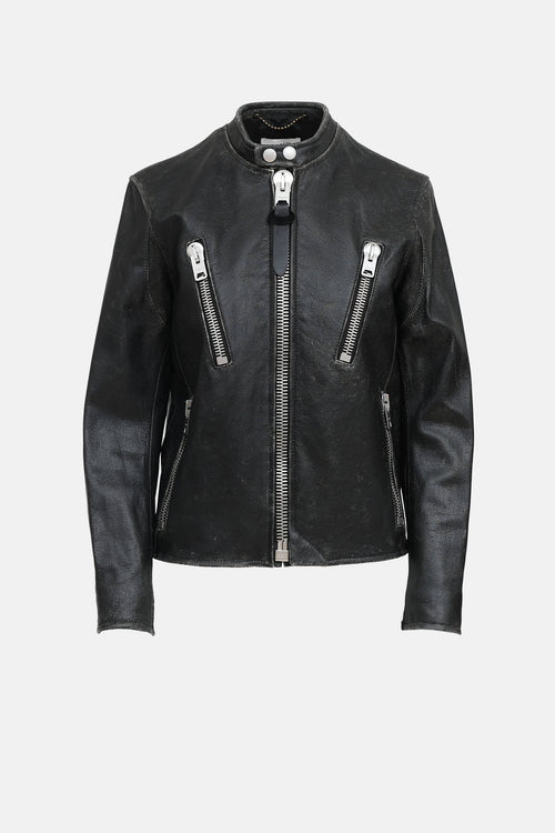 Coach Distressed Leather Jacket