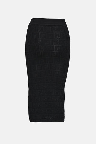 Fendi Knit Monogram Midi Skirt