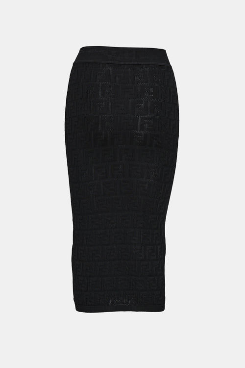 Fendi Knit Monogram Midi Skirt