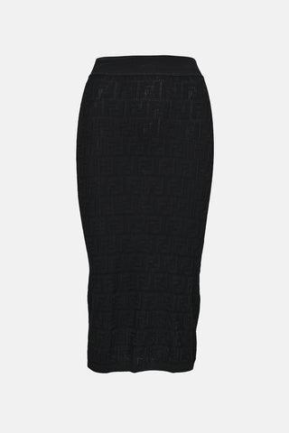 Fendi Knit Monogram Midi Skirt