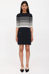 Valentino Striped Half Sleeve Dress