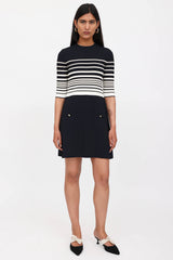 Valentino Striped Half Sleeve Dress