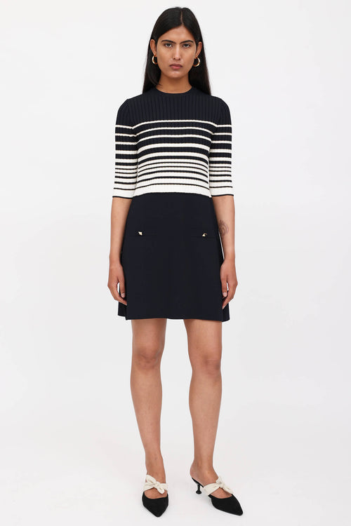 Valentino Striped Half Sleeve Dress