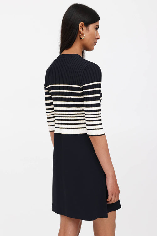 Valentino Striped Half Sleeve Dress