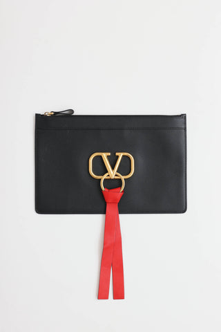 Valentino V-Ring leather Pouch