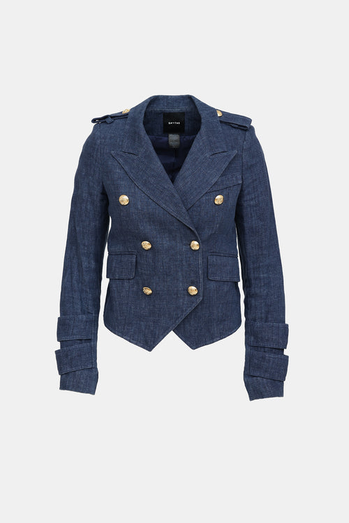 Smythe Linen Denim Pagoda Blazer