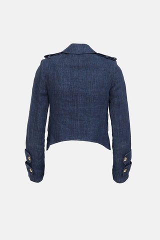 Smythe Linen Denim Pagoda Blazer