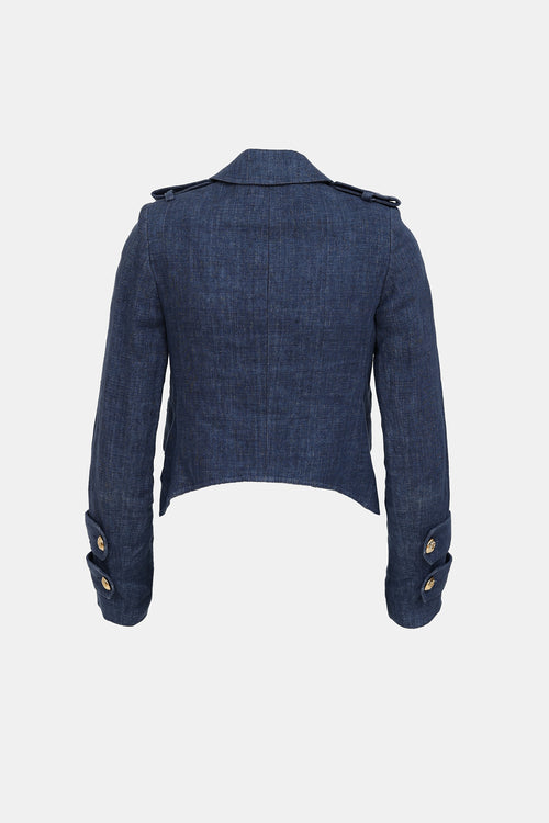 Smythe Linen Denim Pagoda Blazer