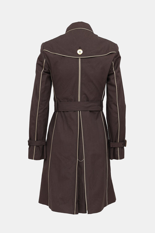 Burberry Contrast Trim Trench Coat