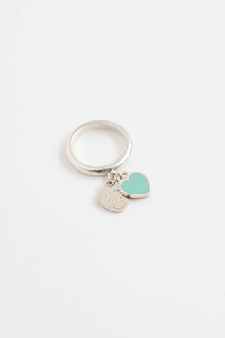 Tiffany & Co. Sterling Silver Enamel Return Heart Tag Ring