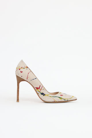 Manolo Blahnik Linen BB Paint Pump