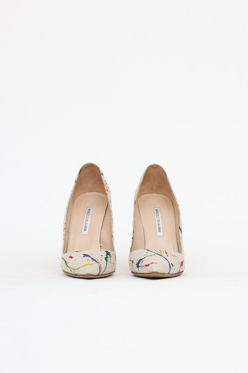 Manolo Blahnik Linen BB Paint Pump