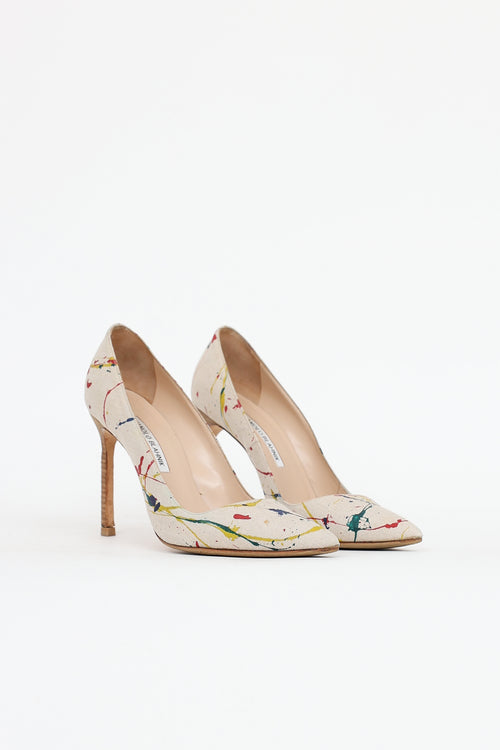 Manolo Blahnik Linen BB Paint Pump