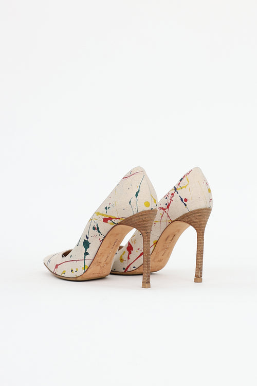Manolo Blahnik Linen BB Paint Pump