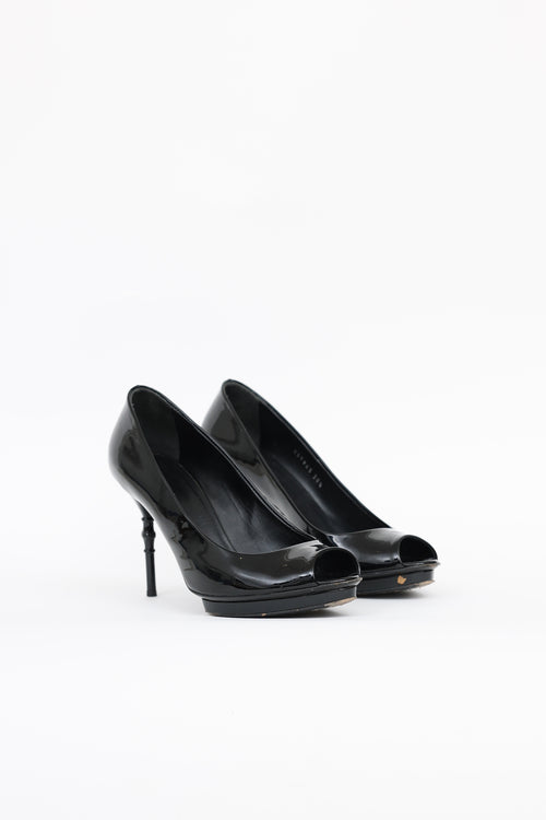 Gucci Patent Bamboo Pump
