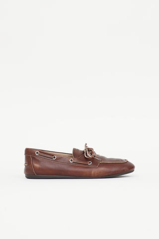 Miu Miu Unlined Bleached Leather Boat Shoe