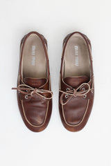 Miu Miu Unlined Bleached Leather Boat Shoe