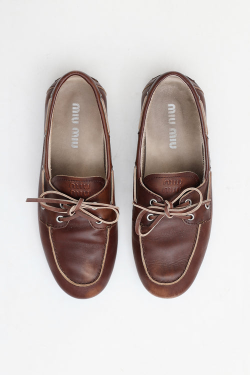 Miu Miu Unlined Bleached Leather Boat Shoe