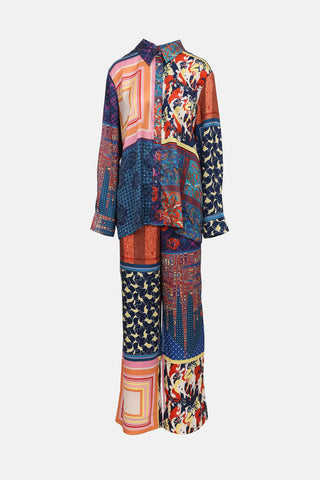 Staud Satin Patchwork Co-Ord Set