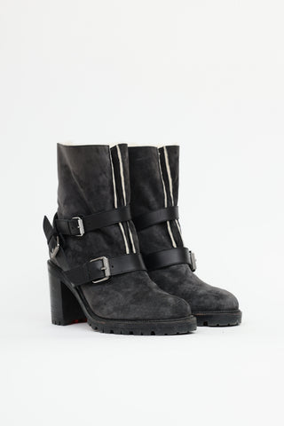 Christian Louboutin Suede Viyonce Moto Boot