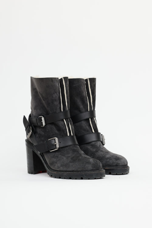 Christian Louboutin Suede Viyonce Moto Boot
