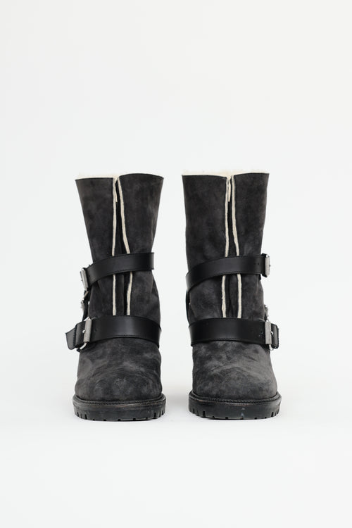 Christian Louboutin Suede Viyonce Moto Boot