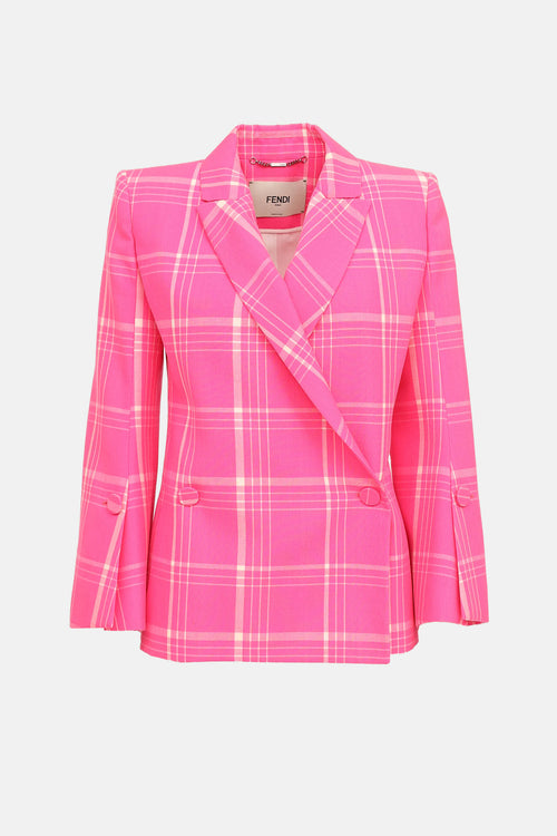 Fendi Plaid Double Breasted Blazer