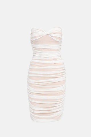 Norma Kamali Mesh Ruched Walter Dress