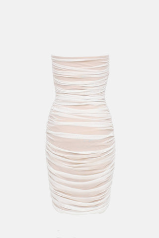 Norma Kamali Mesh Ruched Walter Dress