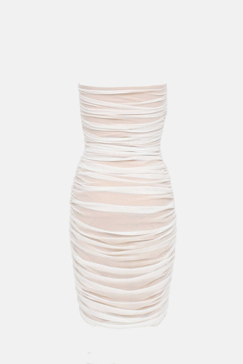Norma Kamali Mesh Ruched Walter Dress