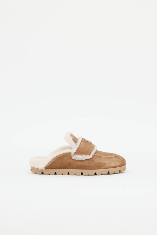 Prada Shearling Logo Mule