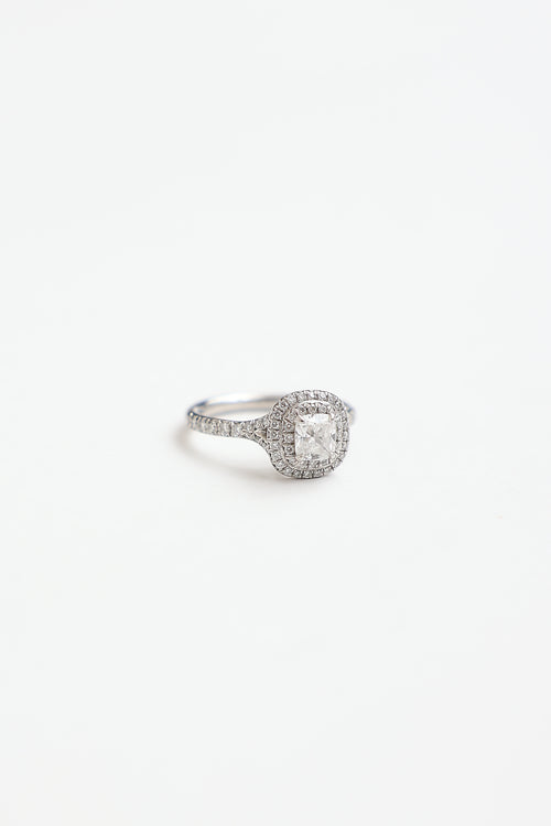 Tiffany & Co. Platinum Soleste Diamond Double Halo Ring