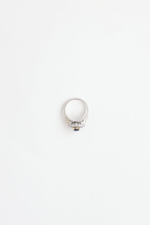 Fine Jewelry 18K Yellow Gold & Platinum Saphhire & Diamond Cluster Ring