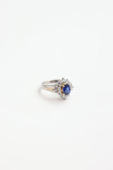 Fine Jewelry 18K Yellow Gold & Platinum Saphhire & Diamond Cluster Ring
