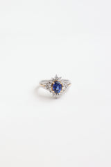 Fine Jewelry 18K Yellow Gold & Platinum Saphhire & Diamond Cluster Ring