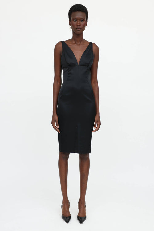 Dolce & Gabbana C. 1990s Satin V-Neck Dress