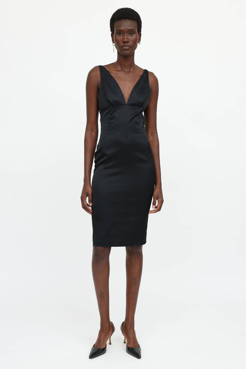 Dolce & Gabbana C. 1990s Satin V-Neck Dress