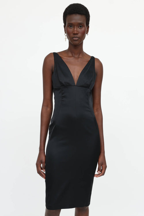 Dolce & Gabbana C. 1990s Satin V-Neck Dress