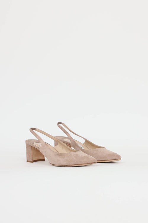 Manolo Blahnik Allurasan Suede Slingback Heels