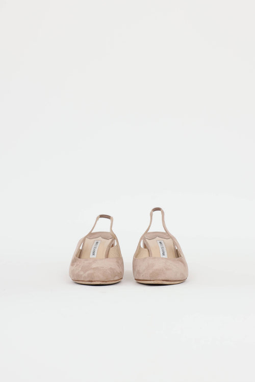 Manolo Blahnik Allurasan Suede Slingback Heels