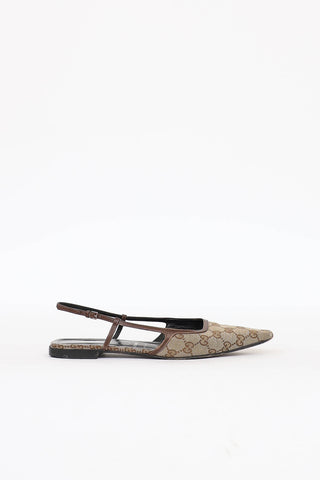 Gucci Monogram Slingback Flats