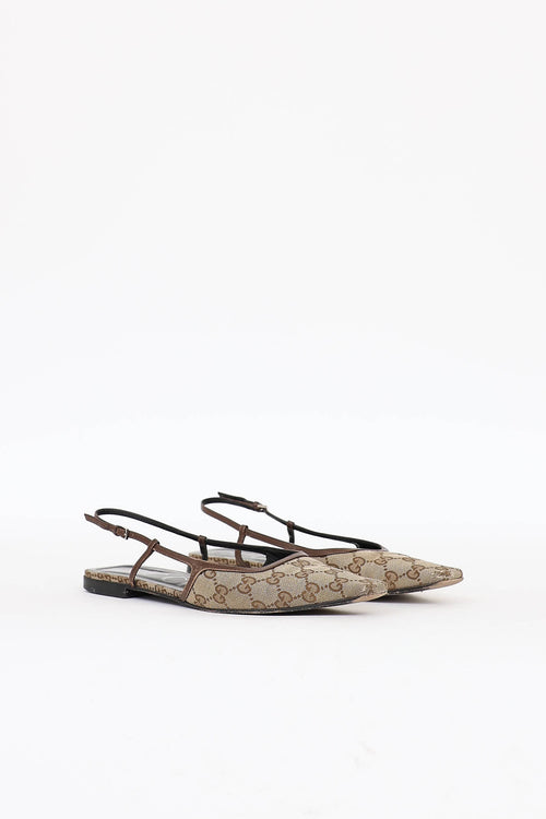 Gucci Monogram Slingback Flats