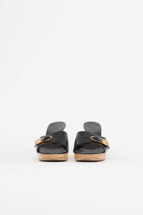 Chanel 2002 Spring CC Wood Heeled Mule
