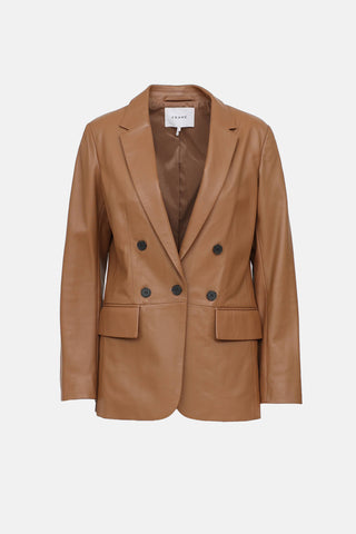 Frame Leather Double Breasted Blazer