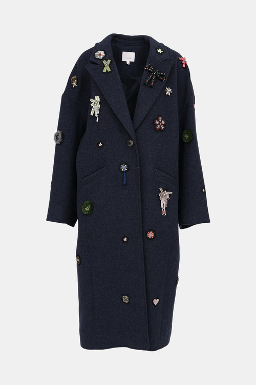 Cinq à Sept Gravis Patch Wool Coat