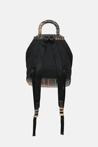 Prada 2015 Checkered Leather Nylon Backpack